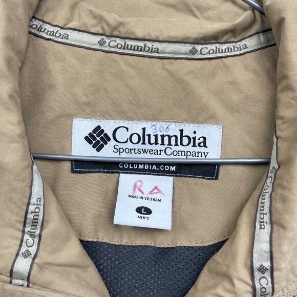 Columbia Mens L Jacket  Northway Full Zip Vented Windbreaker Tan / Sand Outdoor - Picture 15 of 15